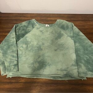 Umgee mineral washed cropped Green Terry Sweatshirt. Size medium